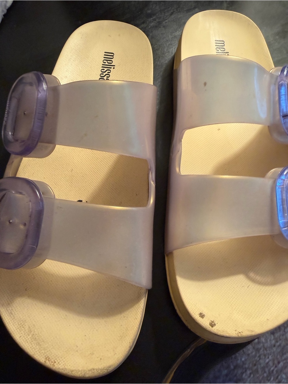 Melissa Iridescent Lilac Double Strap Slide Sandals